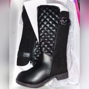 New Little Girls School Aged Olive And Edie Black Boots Size 13